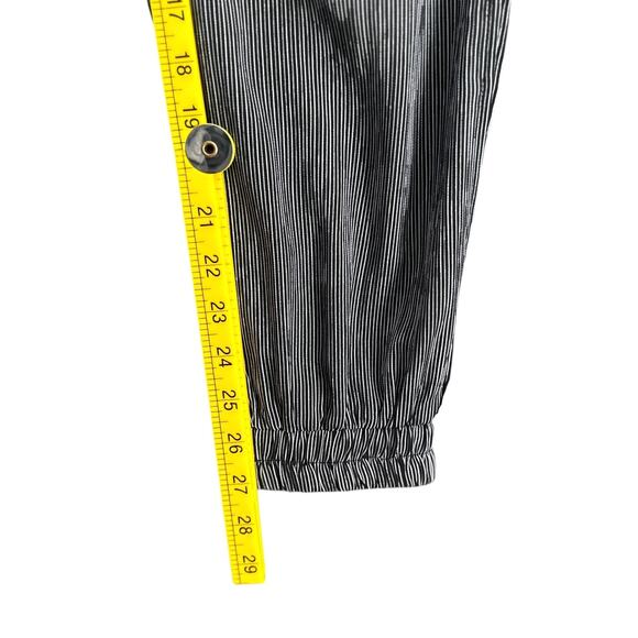 DRESS FORUM Blue White Pinstripe Elastic Waist & Cuffs Casual Womens Pants Small - Picture 9 of 9